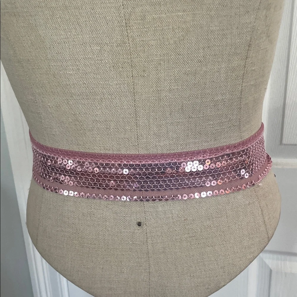 Vintage 90s Y2K sparkly Pink Sequin Belt scarf hair accessory